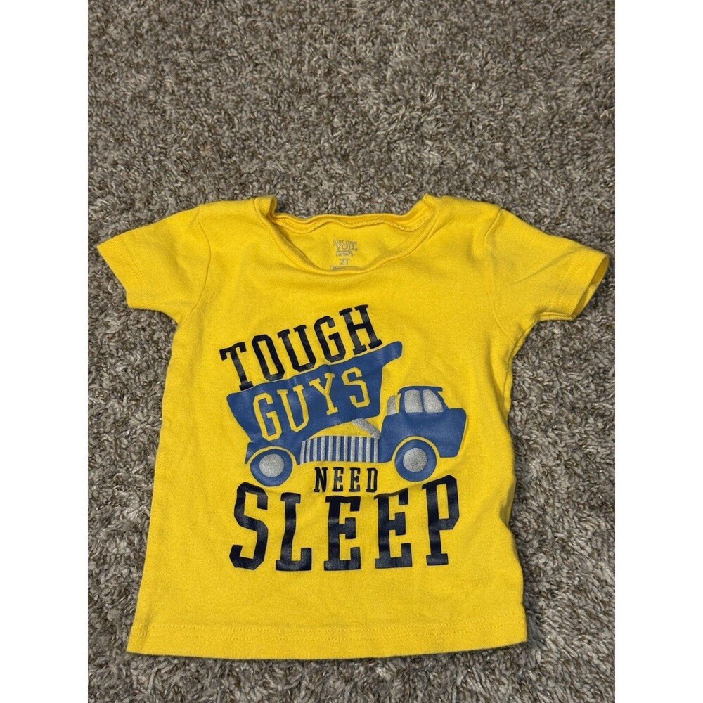 Carters Toddler Boy T Shirt 2T Yellow Tough Guys Need Sleep Graphic Tee